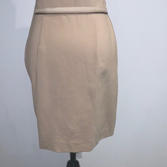 MACKAGE Tan Mesh Bandage Padded Shoulder Round  Neck Mini Bandage Dress Size 8 - Picture 11 of 16